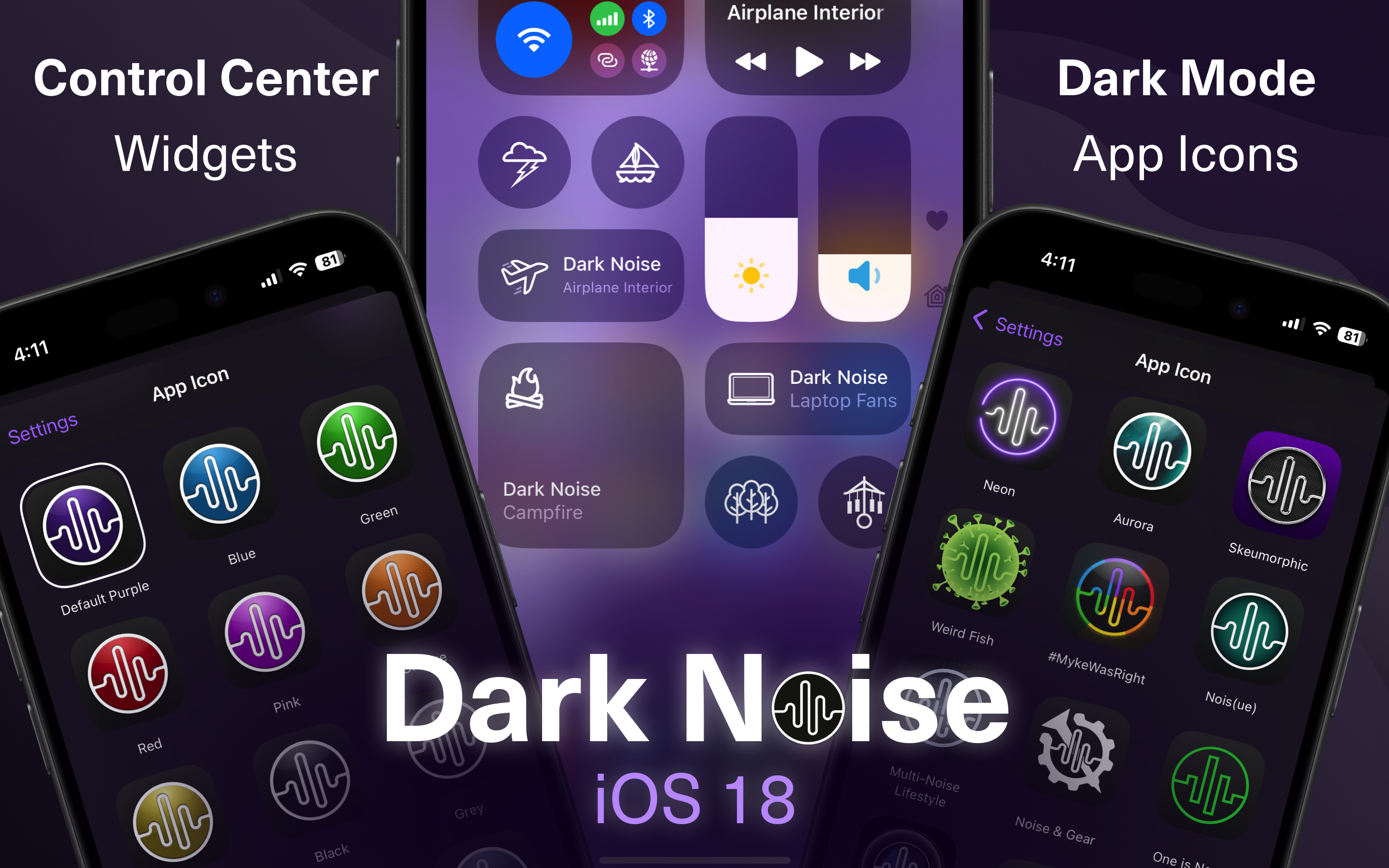 Dark Noise Control Center Widgets